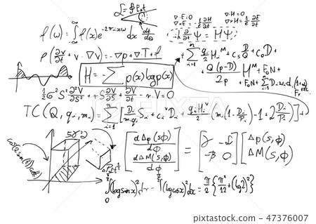 Complex math formulas on whiteboard. Mathematics and science with economics 47376007