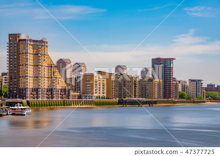 View of apartment buildings along the River Thames View of apartment buildings along the River Thames 47377725