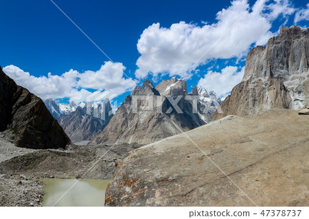 Trango tower family in Karakoram range, K2 Base Ca 47378737