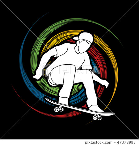 Skateboarder jumping graphic vector Skateboarder jumping graphic vector 47378995
