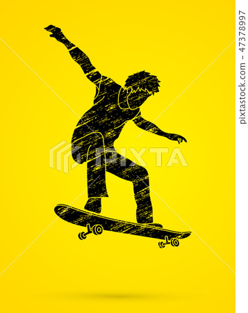 Skateboarder jumping graphic vector Skateboarder jumping graphic vector 47378997