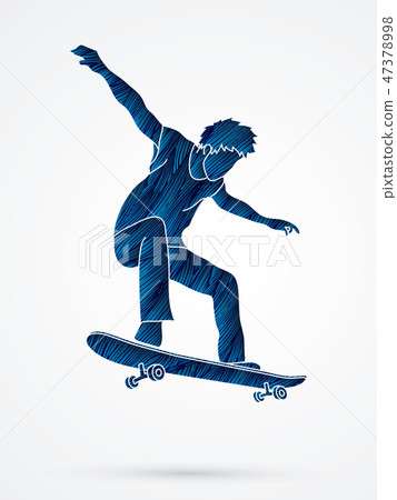 Skateboarder jumping graphic vector Skateboarder jumping graphic vector 47378998
