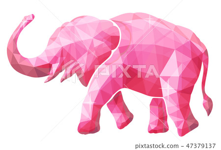 Beautiful low poly illustration with pink elephant 47379137
