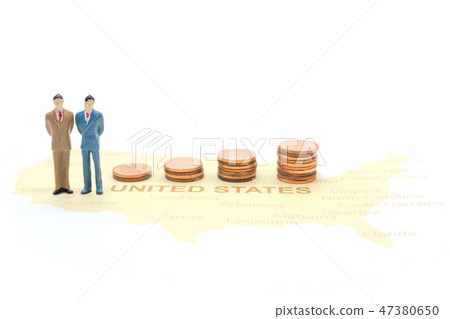 businessman standing on map American 47380650
