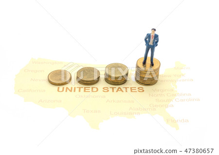 businessman standing on map American businessman standing on map American 47380657