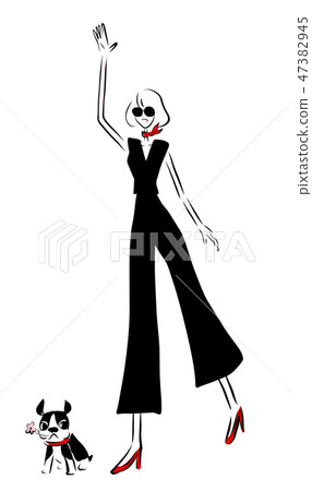 Parisienne girls fashionable illustration vector 47382945