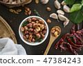 Seasoning fried peanut bean in a ceramic bowl 47384243