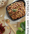 Seasoning fried peanut bean in a ceramic bowl 47384245