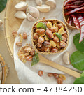 Seasoning fried peanut bean in basket, bean snack 47384250