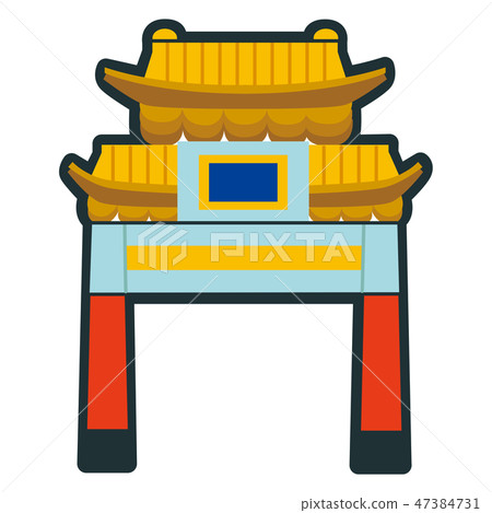 Illustration of a building. Icon of the gate of Yokohama Chinatown that becomes Kanagawa prefecture of Japan. 47384731