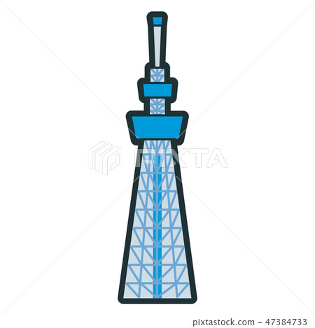 Illustration of a building. Symbol of Japan, Tokyo Sky Tree icon Illustration of a building. Symbol of Japan, Tokyo Sky Tree icon 47384733