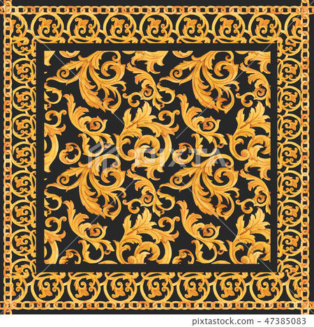 Golden baroque rich luxury vector pattern 47385083