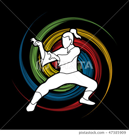 Kung Fu fighting action graphic vector. Kung Fu fighting action graphic vector. 47385909