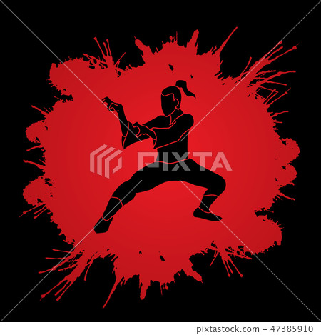 Kung Fu fighting action graphic vector. Kung Fu fighting action graphic vector. 47385910