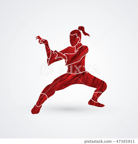 Kung Fu fighting action graphic vector. Kung Fu fighting action graphic vector. 47385911