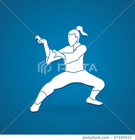 Kung Fu fighting action graphic vector. 47385913
