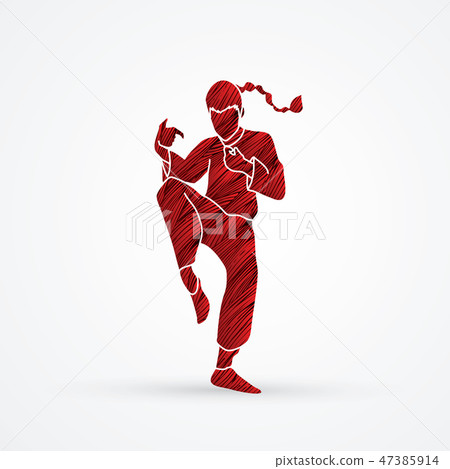 Kung Fu fighting action graphic vector. 47385914