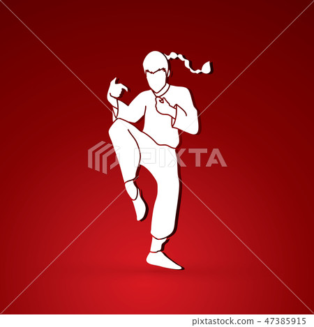 Kung Fu fighting action graphic vector. Kung Fu fighting action graphic vector. 47385915