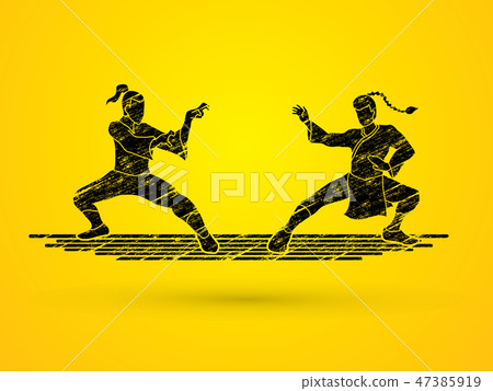 Kung fu action ready to fight vector 47385919