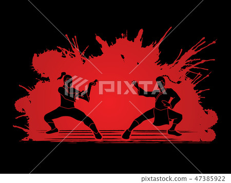 Kung fu action ready to fight vector Kung fu action ready to fight vector 47385922