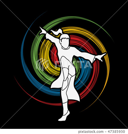 Kung Fu fighting action graphic vector. 47385930