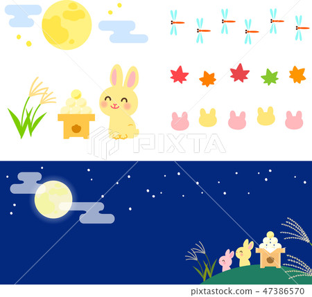 A set of banners and illustrations for the moon view 47386570