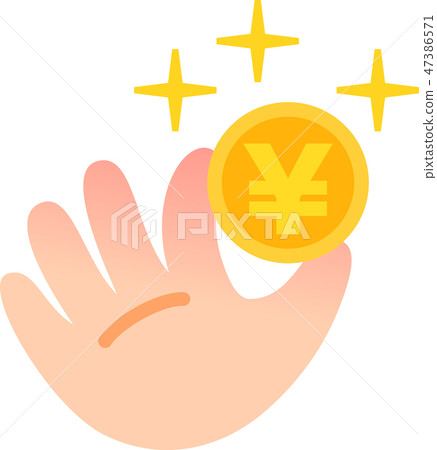 手用日元硬幣，一枚硬幣 47386571