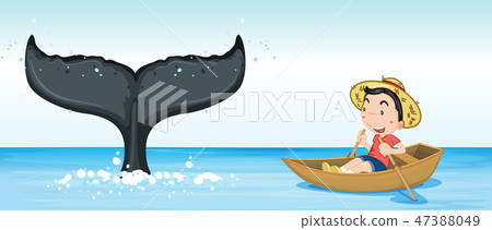 Humpback whale tail in ocean Humpback whale tail in ocean 47388049