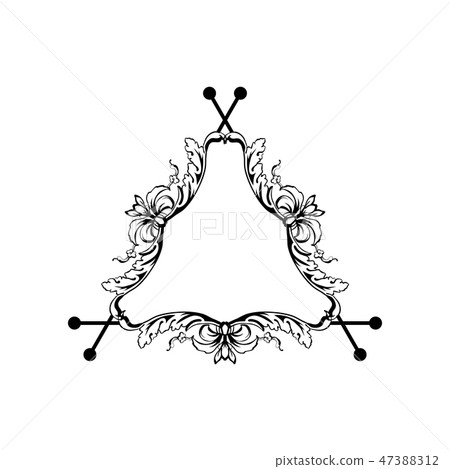 Floral filigree vector frame, isolated on white 47388312
