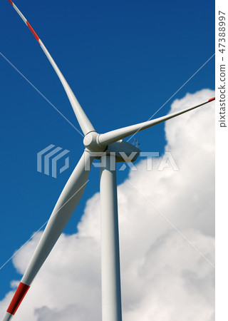 Close-up of a wind turbine - Renewable energy 47388997