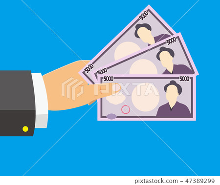 Money Bill 5,000 yen Hand Body Parts Male 47389299