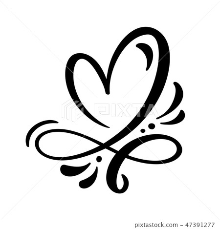 Heart love sign Vector illustration. Romantic symbol linked, join, passion and wedding. Design flat 47391277