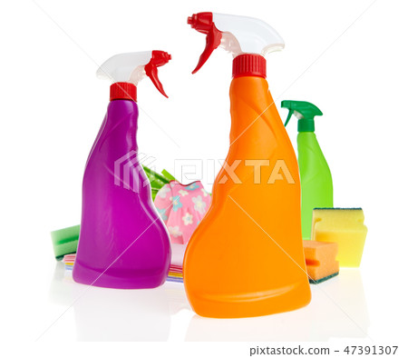 Colored plastic bottles isolated on white  47391307