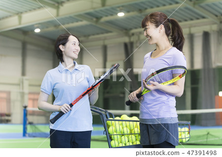 Tennis, Women, Tennis Court, Racket, School 47391498