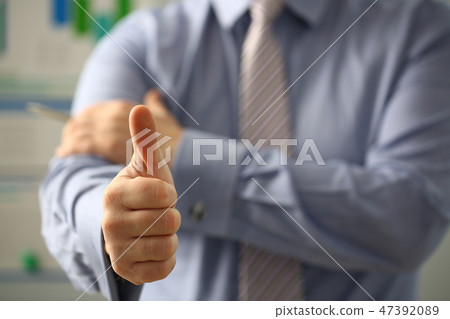 Male arm show OK or confirm during conference Male arm show OK or confirm during conference 47392089