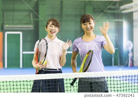 網球，女子，網球場，球拍，學校 47392241