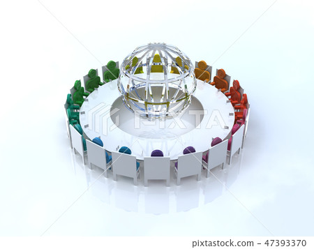 CG 3D Illustration Stereoscopic Design Icon People International Conference G20 Circle Earth Racial Politics 47393370