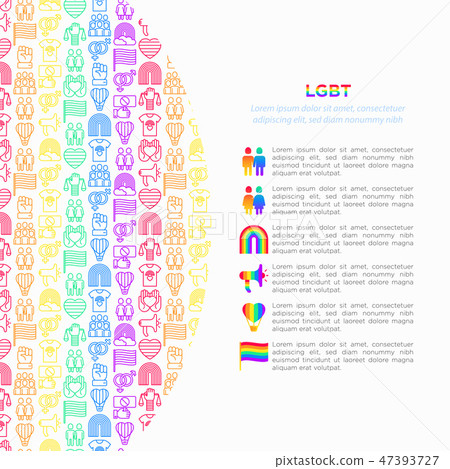 LGBT concept with thin line icons 47393727
