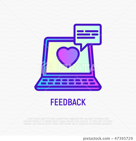 Feedback line icon: opened laptop with heart 47393729