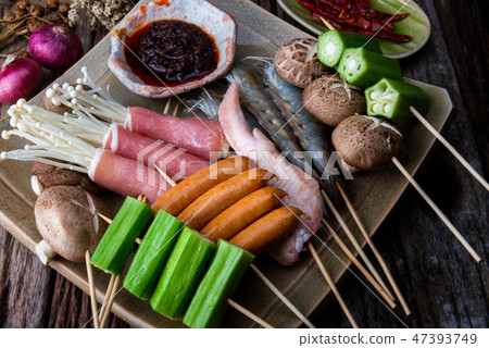 Sichuan pepper skewer grilled. Sichuan pepper skewer grilled. 47393749