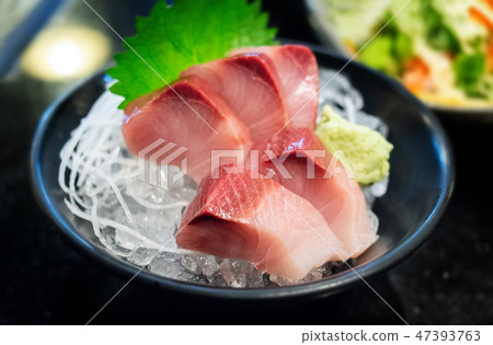 Raw Yellow tail fish or Hamachi sashimi. Raw Yellow tail fish or Hamachi sashimi. 47393763