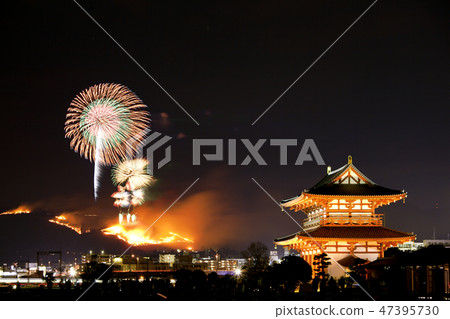 [Nara Prefecture, Japan] Mt. Wakakusa and fireworks 47395730