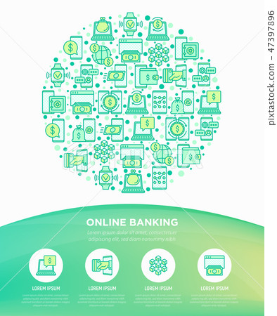 Online banking concept in circle - Stock Illustration [47397896] - PIXTA