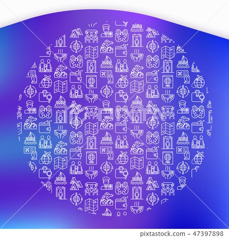 Immigration concept in circle with thin line icons 47397898