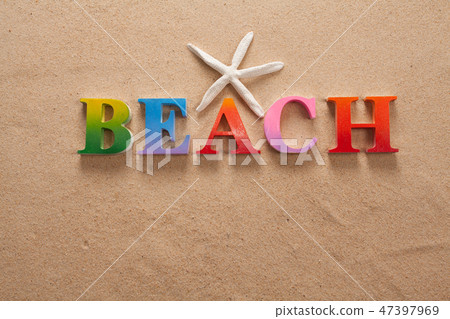 beach written in colorful letters on the beach beach written in colorful letters on the beach 47397969
