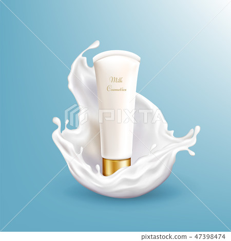Vector 3d realistic milk cosmetic in splashing 47398474