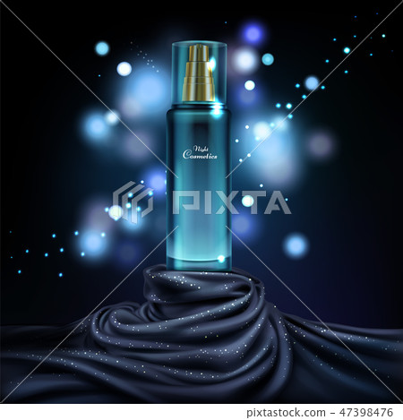 Vector jar with night cosmetics, advertising background Vector jar with night cosmetics, advertising background 47398476