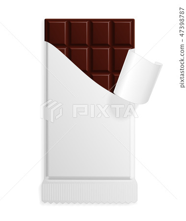 Dark bitter chocolate bar in a blank wrapper 47398787