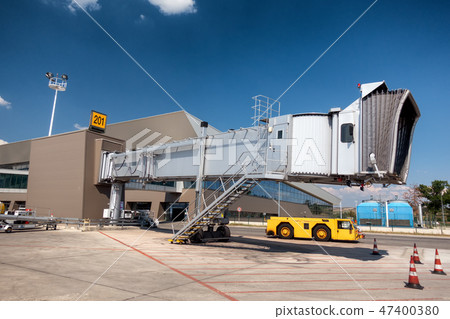 Aero gangway bridge, boarding bridge on airport Aero gangway bridge, boarding bridge on airport 47400380