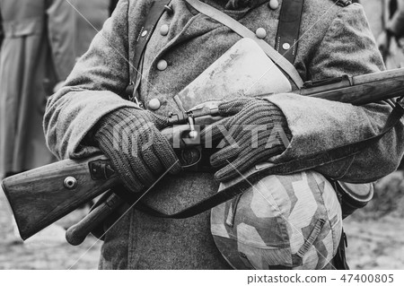 German Wehrmacht soldier with a Mauser rifle 47400805